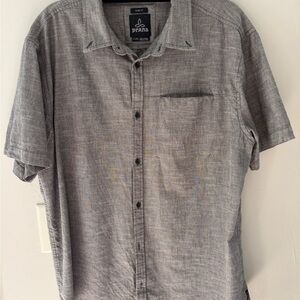 Prana Men's Casual Gray Button Down Shirt